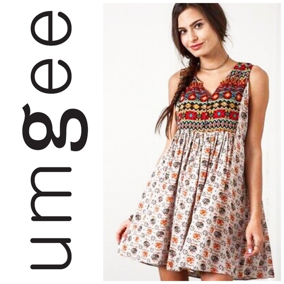 Umgee Dresses & Skirts - Umgee Western Tribal Babydoll Bohemian Dress